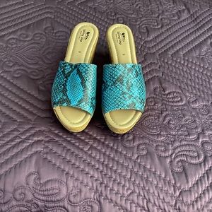 Cute turquoise leopard print wedges. Only worn once!